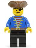 LEGO pi080 Pirate Blue Jacket, Black Legs, Brown Pirate Triangle Hat, Black Hair